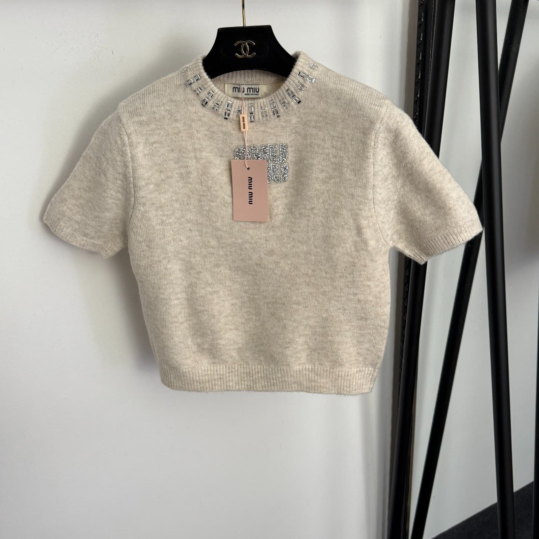 MIUMIU 26S SHORT SLEEVE KNIT TOP 1009
