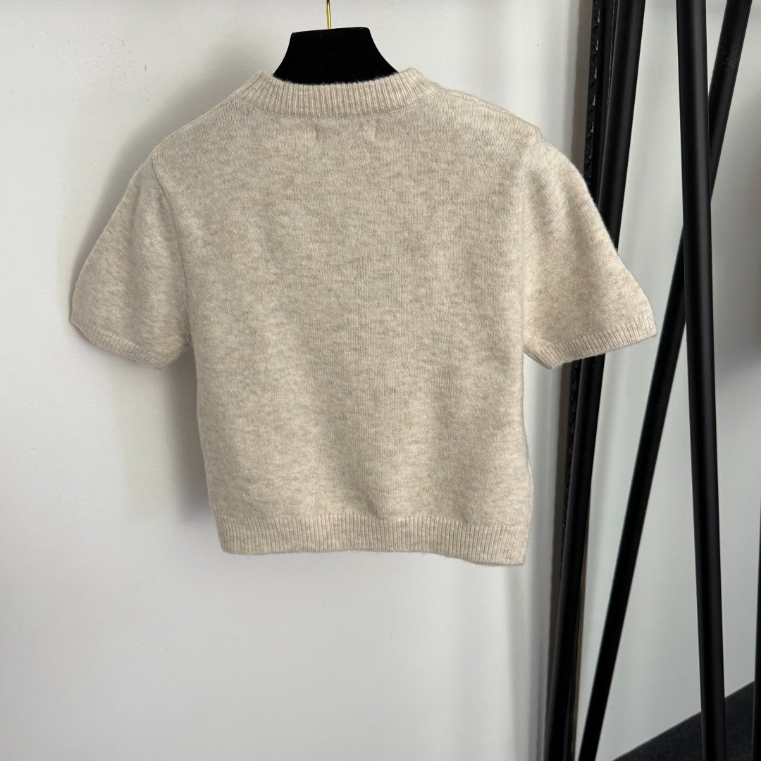 MIUMIU 26S SHORT SLEEVE KNIT TOP 1009
