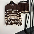LOEWE 26S STRIPED KNIT CARDIGAN AND SHORTS SET 556