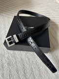 YSL 25S BELT 20 MM IN BLACK EMBOSSED CALFSKIN 543673