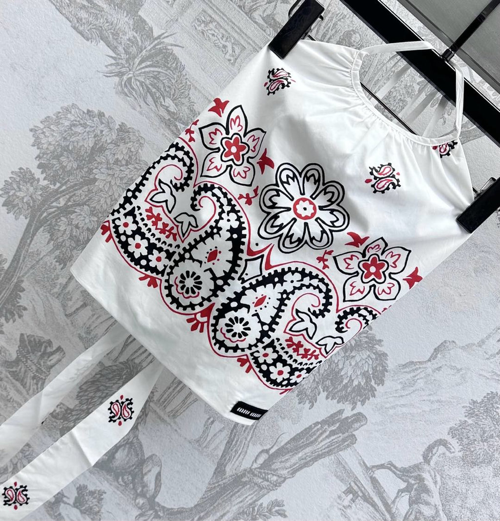 MIUMIU HALTER NECK TOP WITH PRINT 267875