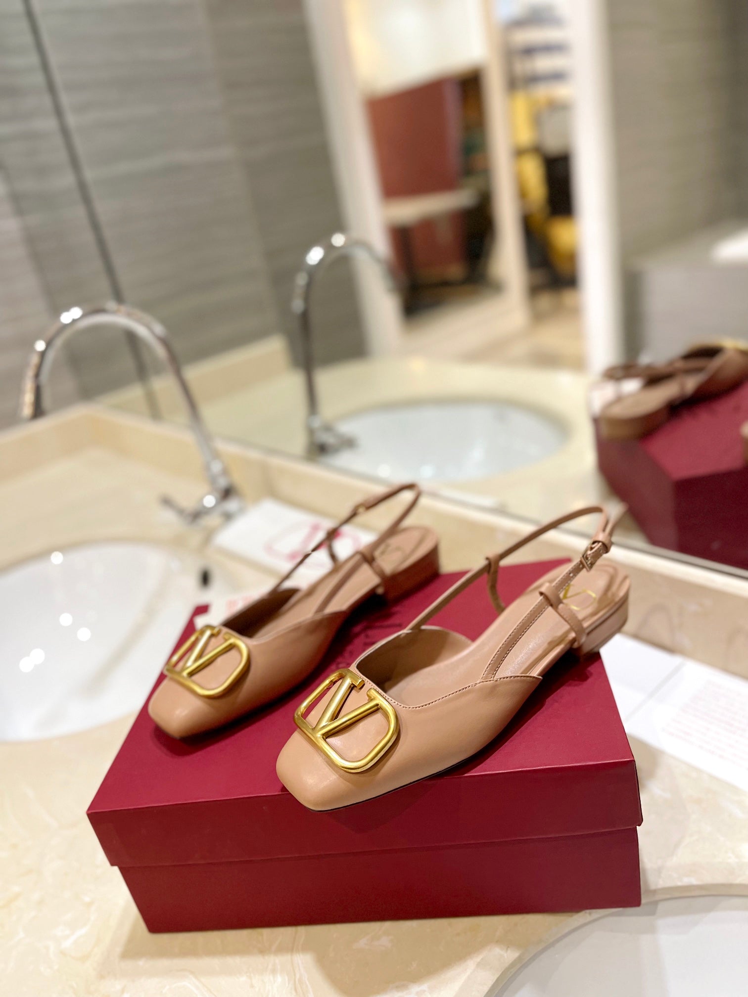 VALENTINO 26S SLINGBACK IN NUDE BEIGE SMOOTH CALFSKIN