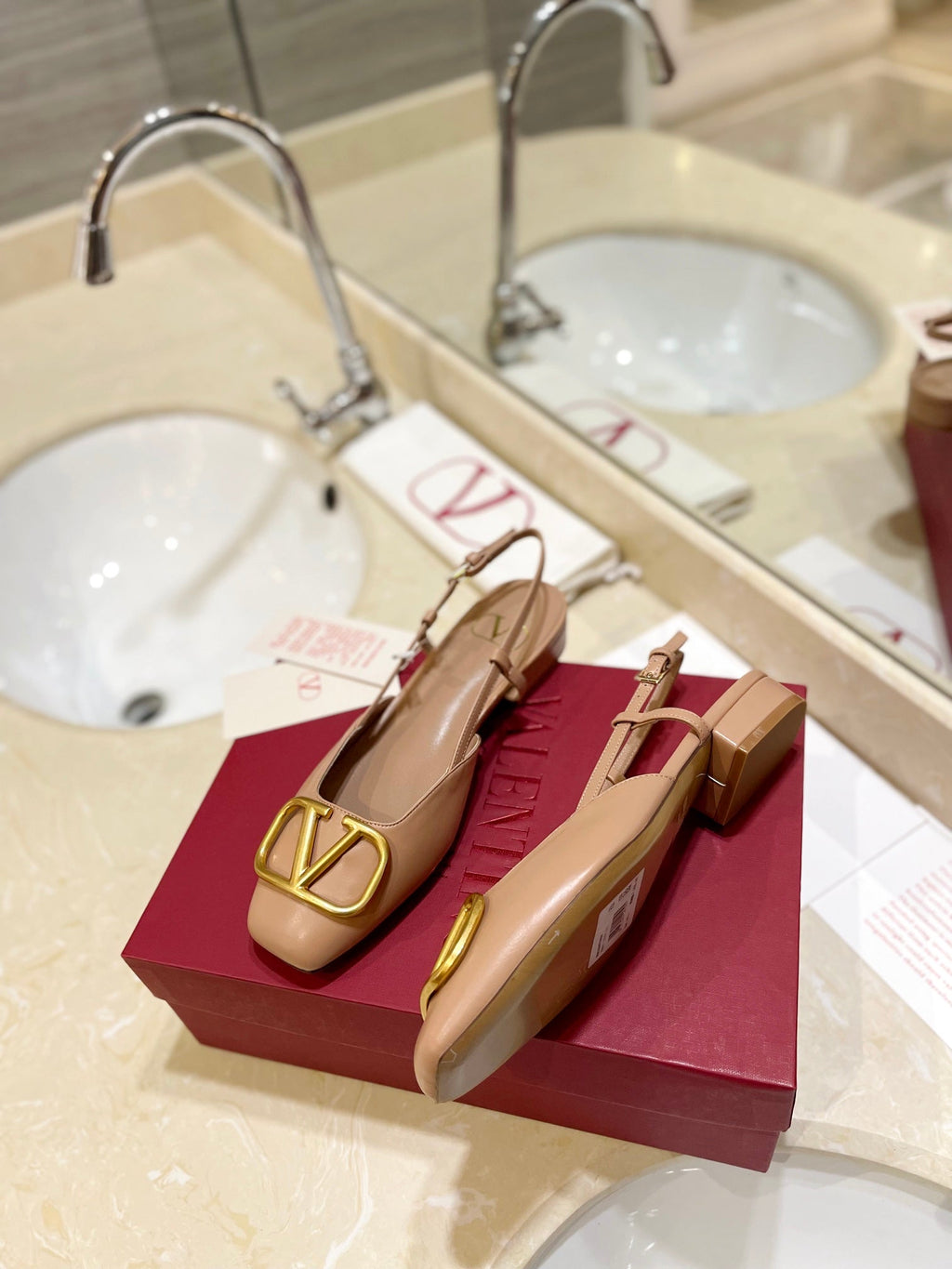 VALENTINO 26S SLINGBACK IN NUDE BEIGE SMOOTH CALFSKIN