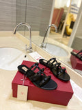VALENTINO 26S ROCKSTUD CAGED SANDALS IN BLACK SMOOTH CALFSKIN