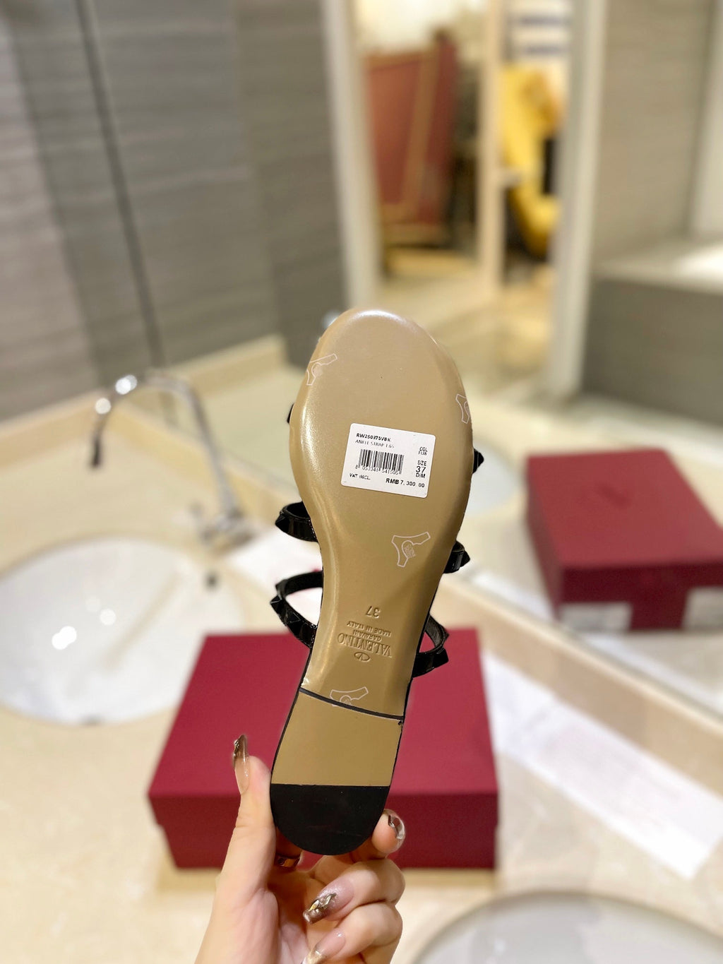 VALENTINO 26S ROCKSTUD CAGED SANDALS IN BLACK PATENT CALFSKIN