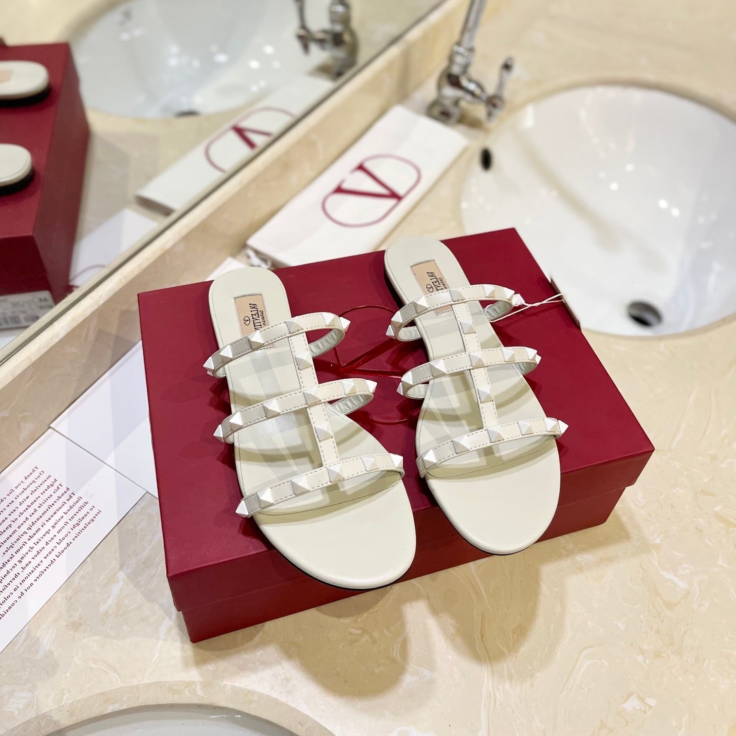 VALENTINO 26S ROCKSTUD CAGED SANDALS IN WHITE CALFSKIN