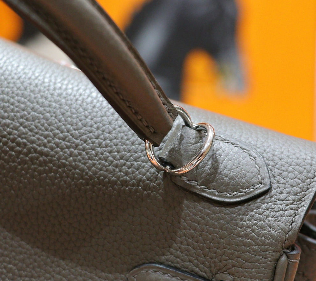 HM 25S KELLY BAG 25 CM IN GREY TOGO WITH SILVER HARDWARE