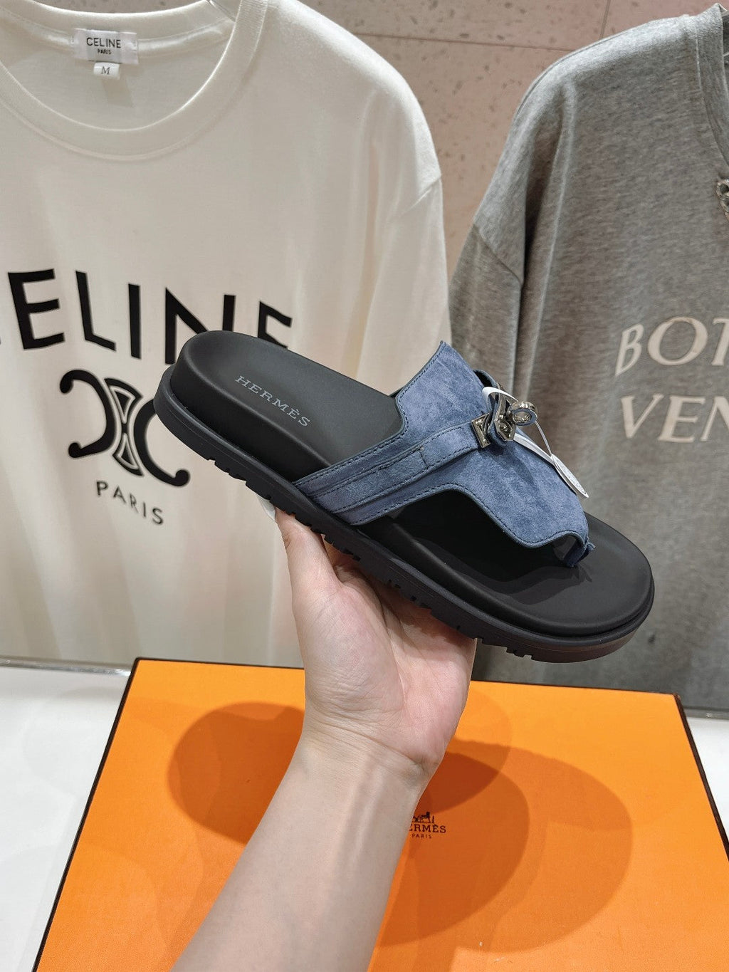 EMPIRE SANDAL BLACK MIX STONE SUEDE