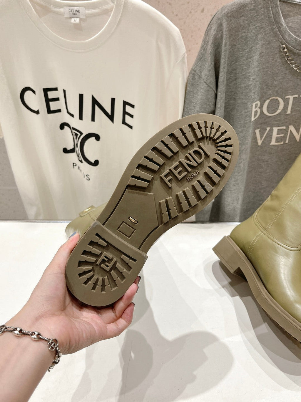 FENDI 25S HIGH BOOTS IN MOSS GREEN COWHIDE