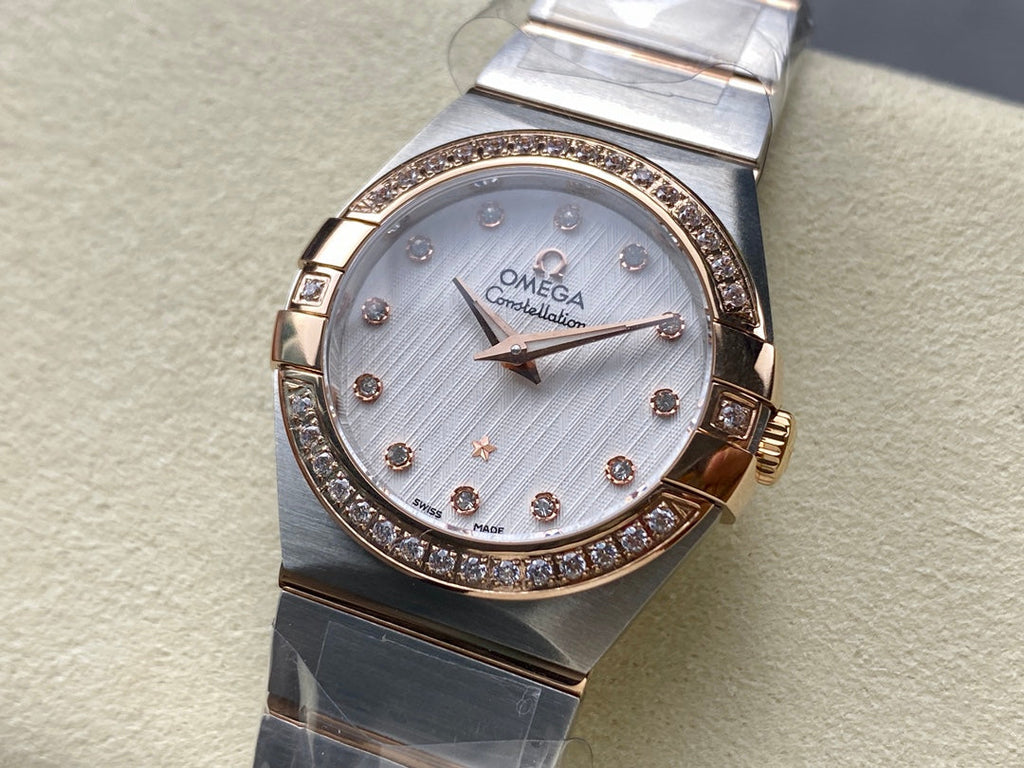 CONSTELLATION PETITE WATCH SILVER AND ROSE GOLD CASE WITH CRYSTALS