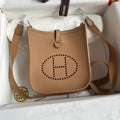 HM 25S EVELYNE 17 CM IN LIGHT BROWN COWHIDE WITH SILVER HARDWARE