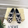 THE ROW 26S ROUND TOE MARY JANE FLATS IN LEOPARD CALF HAIR