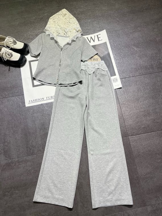 CELINE 26S LACE DETAIL HOODIE & PANTS SET 355