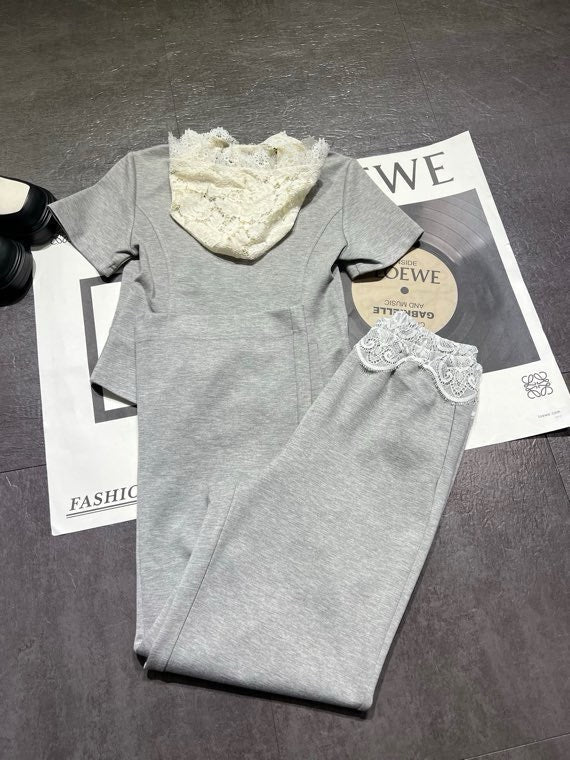 CELINE 26S LACE DETAIL HOODIE & PANTS SET 355